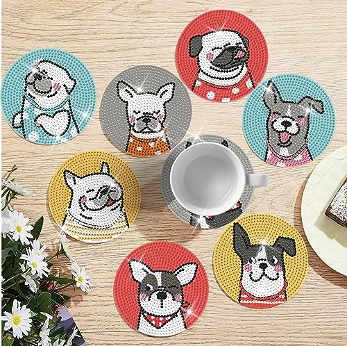 Diy 8Pcs  Diamond Painting Coasters with Holder