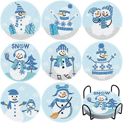 Diy 8pcs/set  Diamond Painting Coasters with Holder