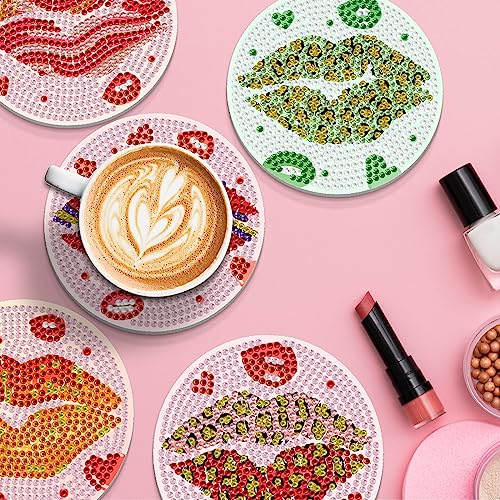 Diy 8pcs/set  Diamond Painting Coasters with Holder