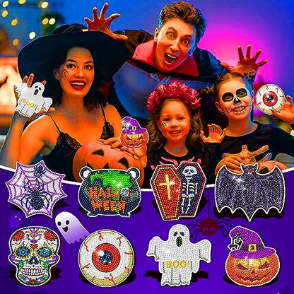 Diy 8pcs/set Halloween  Diamond Painting Coasters with Holder