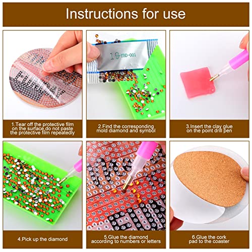 Diy 8pcs/set  Diamond Painting Coasters with Holder