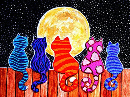 Colorful Midnight Cat | Diamond Painting