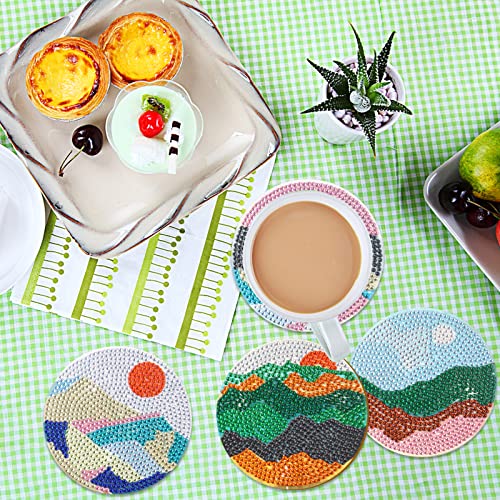 Diy 8pcs/set  Diamond Painting Coasters with Holder