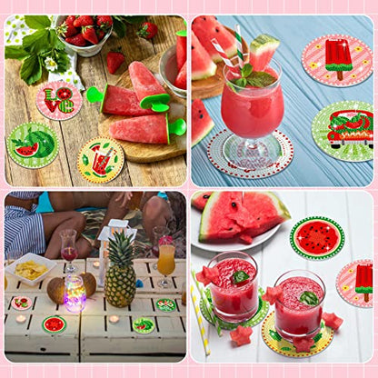 Diy 8pcs/set Watermelon Gnome  Diamond Painting Coasters with Holder