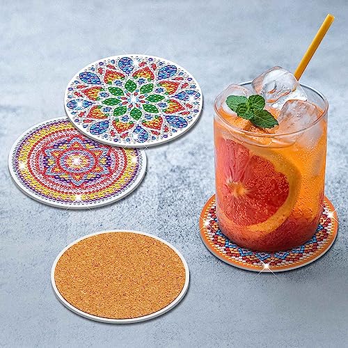 Diy 10pcs/set Mandala Christmas  Diamond Painting Coasters with Holder