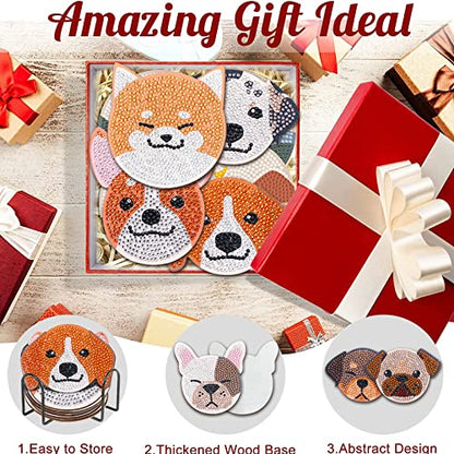 Diy 10pcs/set Dog  Diamond Painting Coasters with Holder