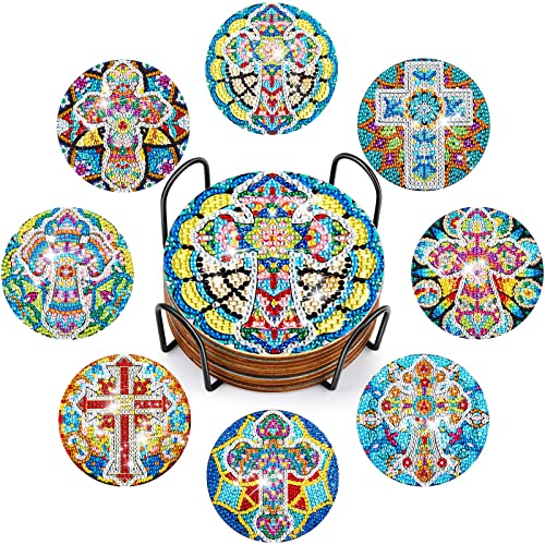 Diy 8pcs/set Girl  Diamond Painting Coasters with Holder