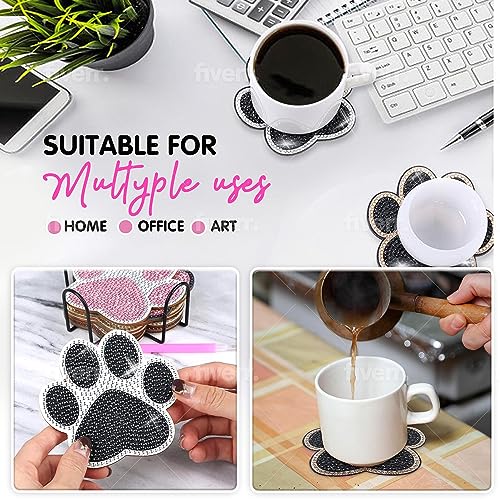 Diy 10pcs/set Dog  Diamond Painting Coasters with Holder