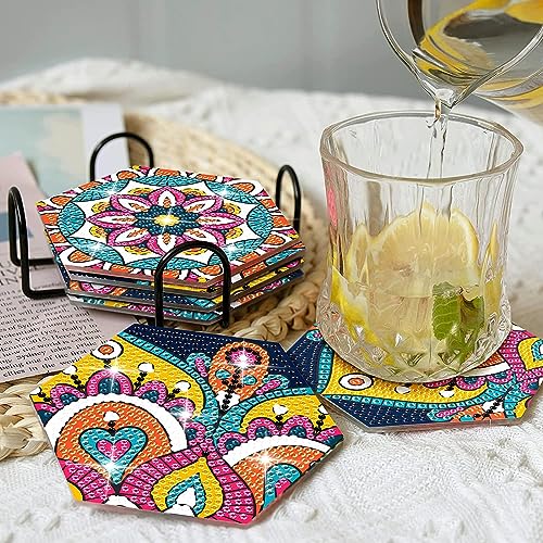 Diy 7Pcs  Diamond Painting Coasters with Holder