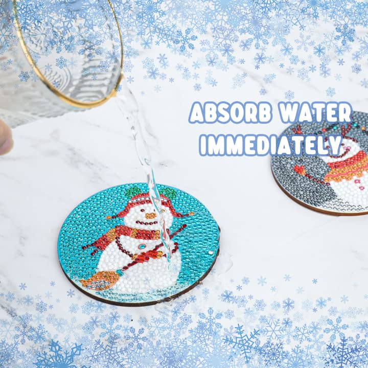 Diy 8pcs/set Christmas  Diamond Painting Coasters with Holder