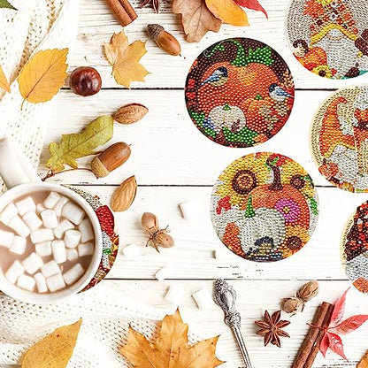 Diy 8pcs/set  Diamond Painting Coasters with Holder