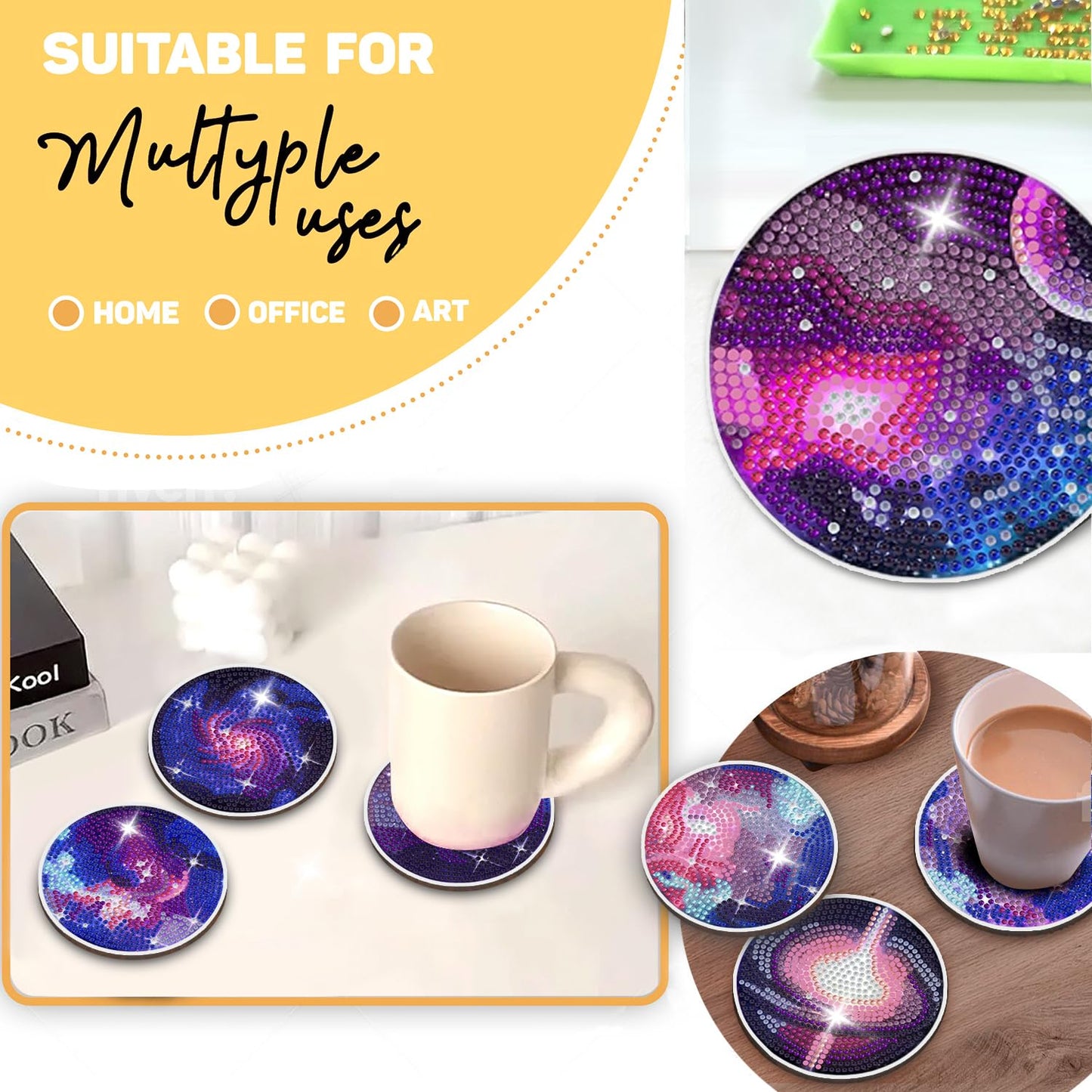 Diy 8pcs/set  Diamond Painting Coasters with Holder