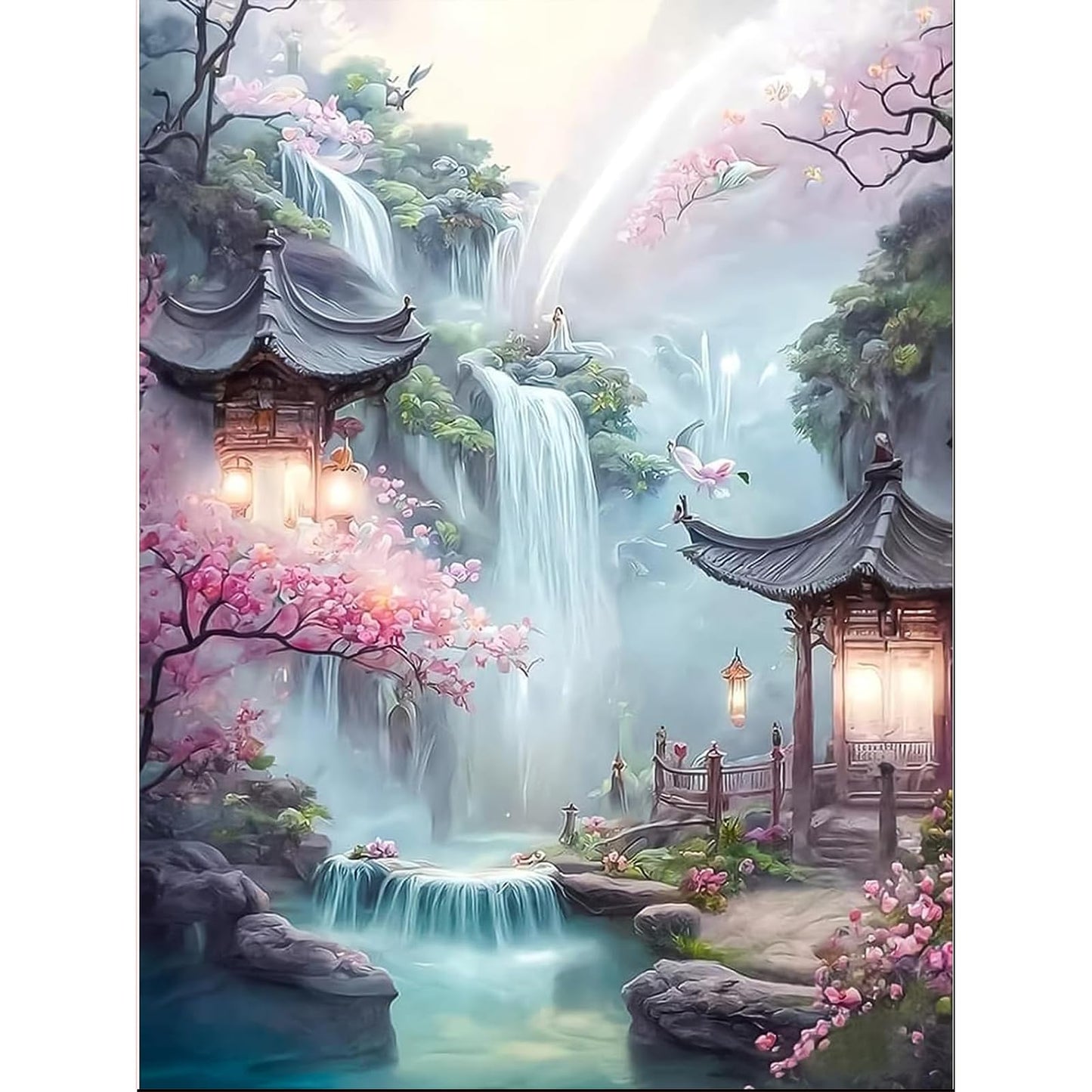 Waterfall And Flower | Diamond Painting