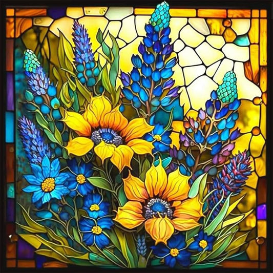 Glass Stained Sunflowers | Diamond Painting