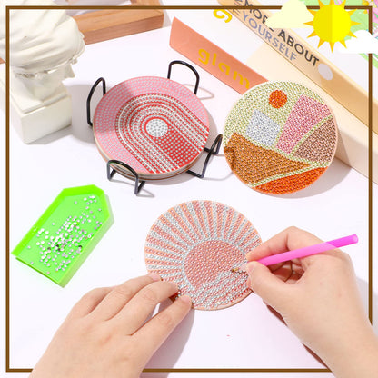Diy 8pcs/set  Diamond Painting Coasters with Holder