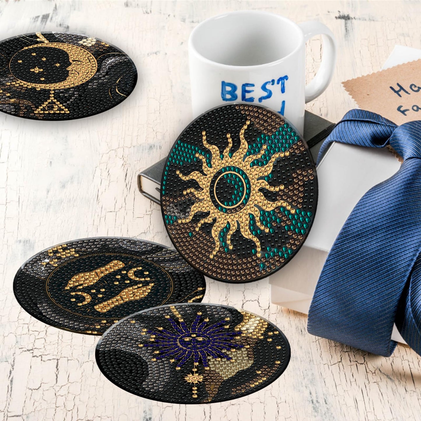 Diy 8pcs/set  Diamond Painting Coasters with Holder