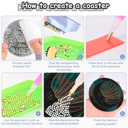 Diy 8pcs/set  Diamond Painting Coasters with Holder