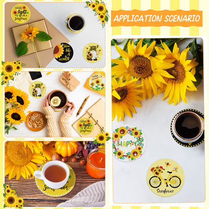 Diy 8pcs/set Gnome Flower  Diamond Painting Coasters with Holder