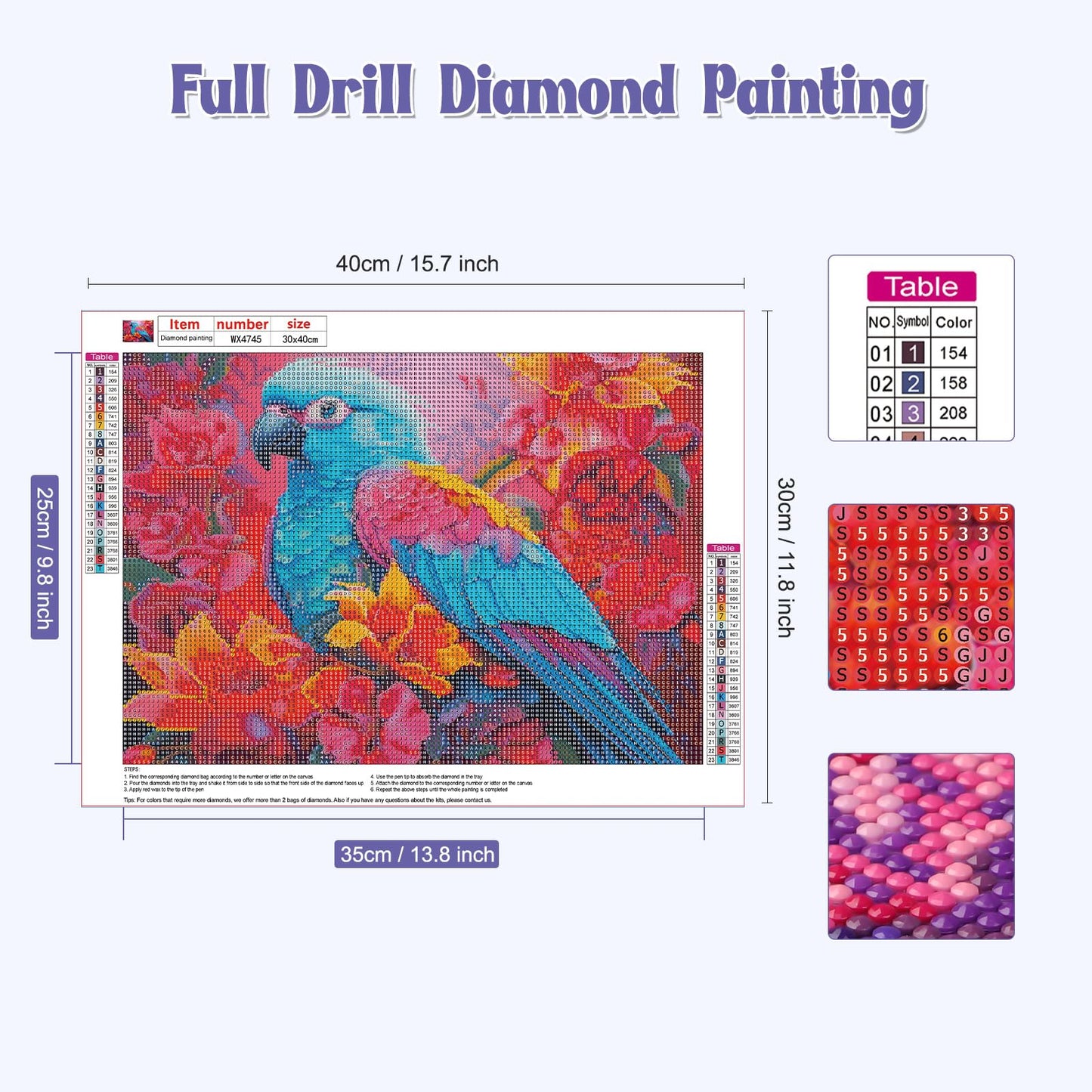 Bird And Red Flower | Diamond Painting