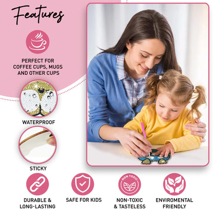 Diy 6pcs/set Animal  Diamond Painting Coasters with Holder