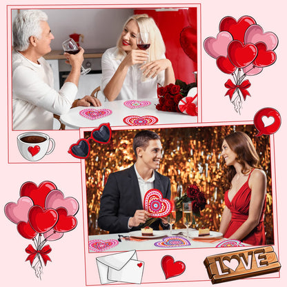 Diy 8pcs/set Valentine's Day  Diamond Painting Coasters with Holder