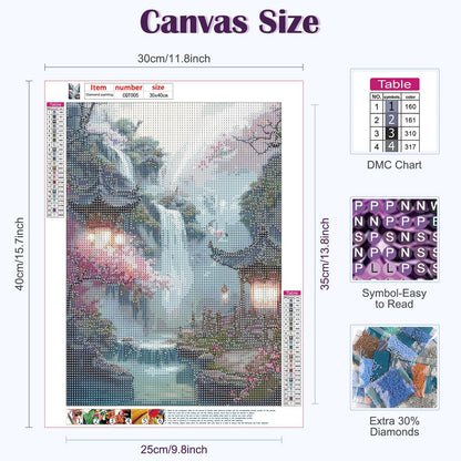 Waterfall And Flower | Diamond Painting