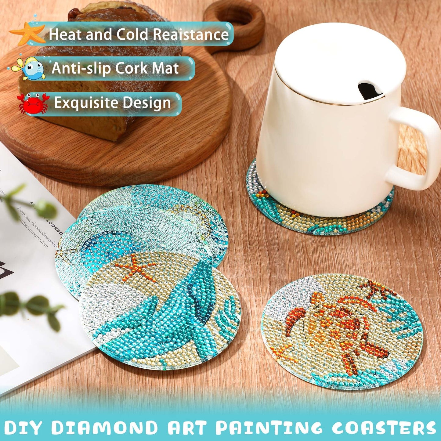 Diy 8pcs/set  Diamond Painting Coasters with Holder