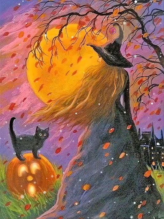 Witch Cat Halloween | Diamond Painting