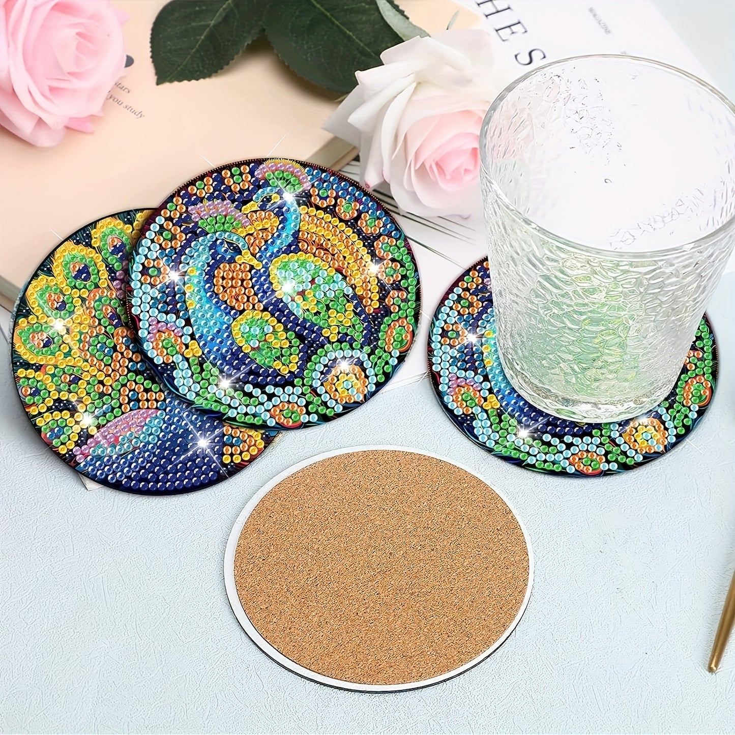 Diy 8pcs/set  Diamond Painting Coasters with Holder